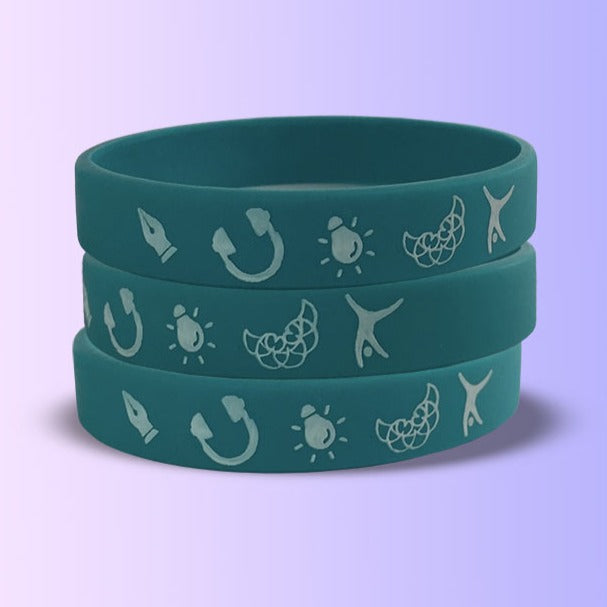 12mm Size - Teal Solid Colour - Custom Printed Silicone Wristbands