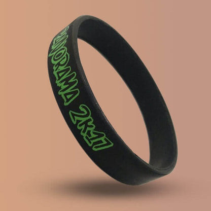 12mm Size - Black Solid Colour - Custom Printed Silicone Wristbands