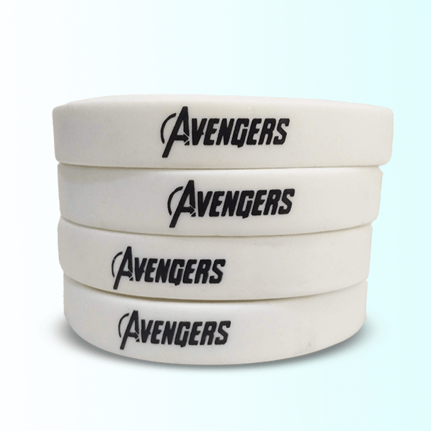 12mm Size - White Solid Colour - Custom Printed Silicone Wristbands