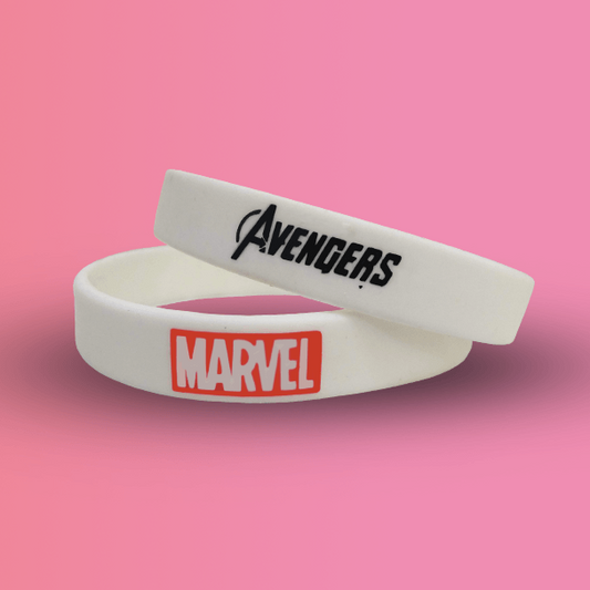 12mm Size - White Solid Colour - Custom Printed Silicone Wristbands