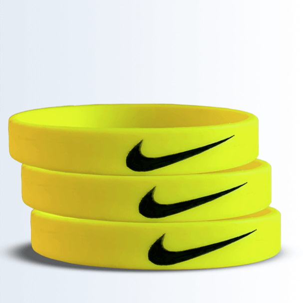 12mm Size - Yellow Solid Colour - Custom Printed Silicone Wristbands