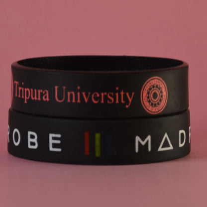 18mm Size - Black Solid Colour - Custom Printed Silicone Wristbands