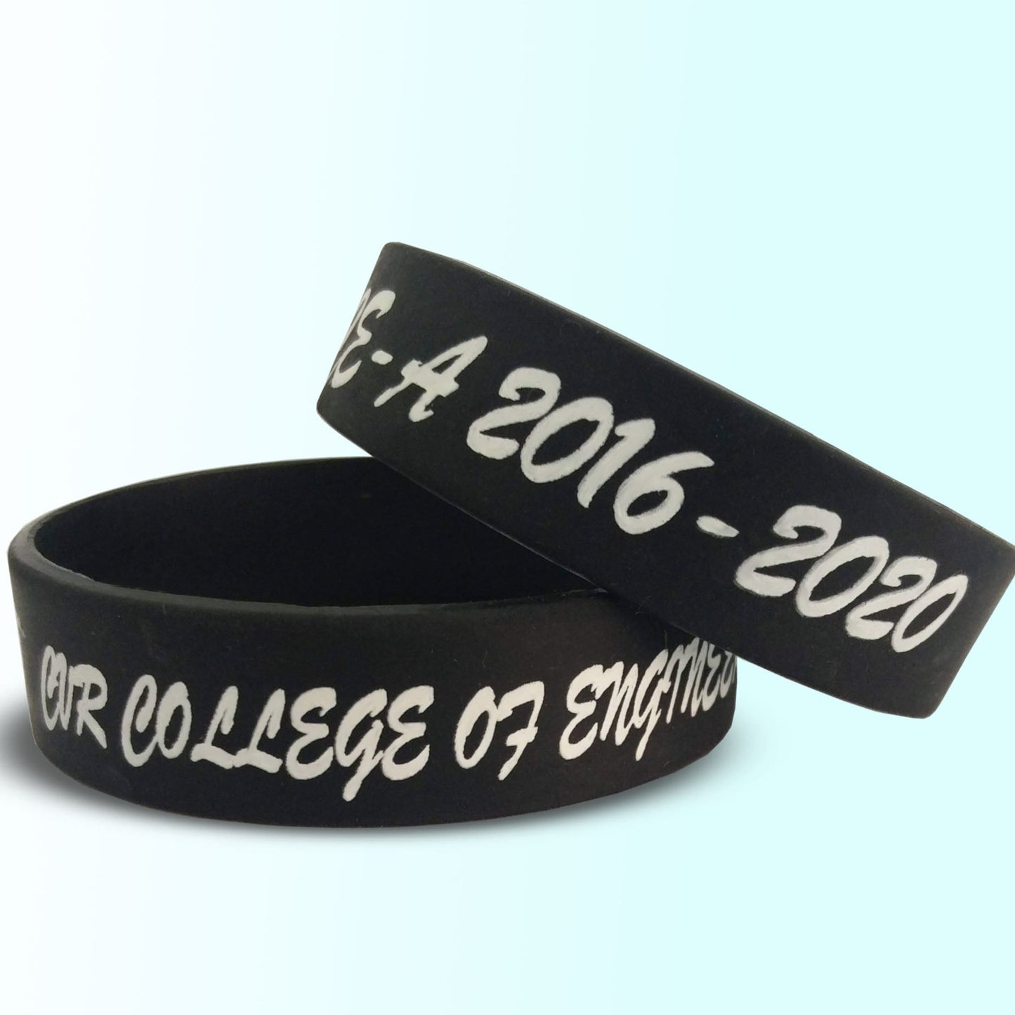 18mm Size - Black Solid Colour - Custom Printed Silicone Wristbands