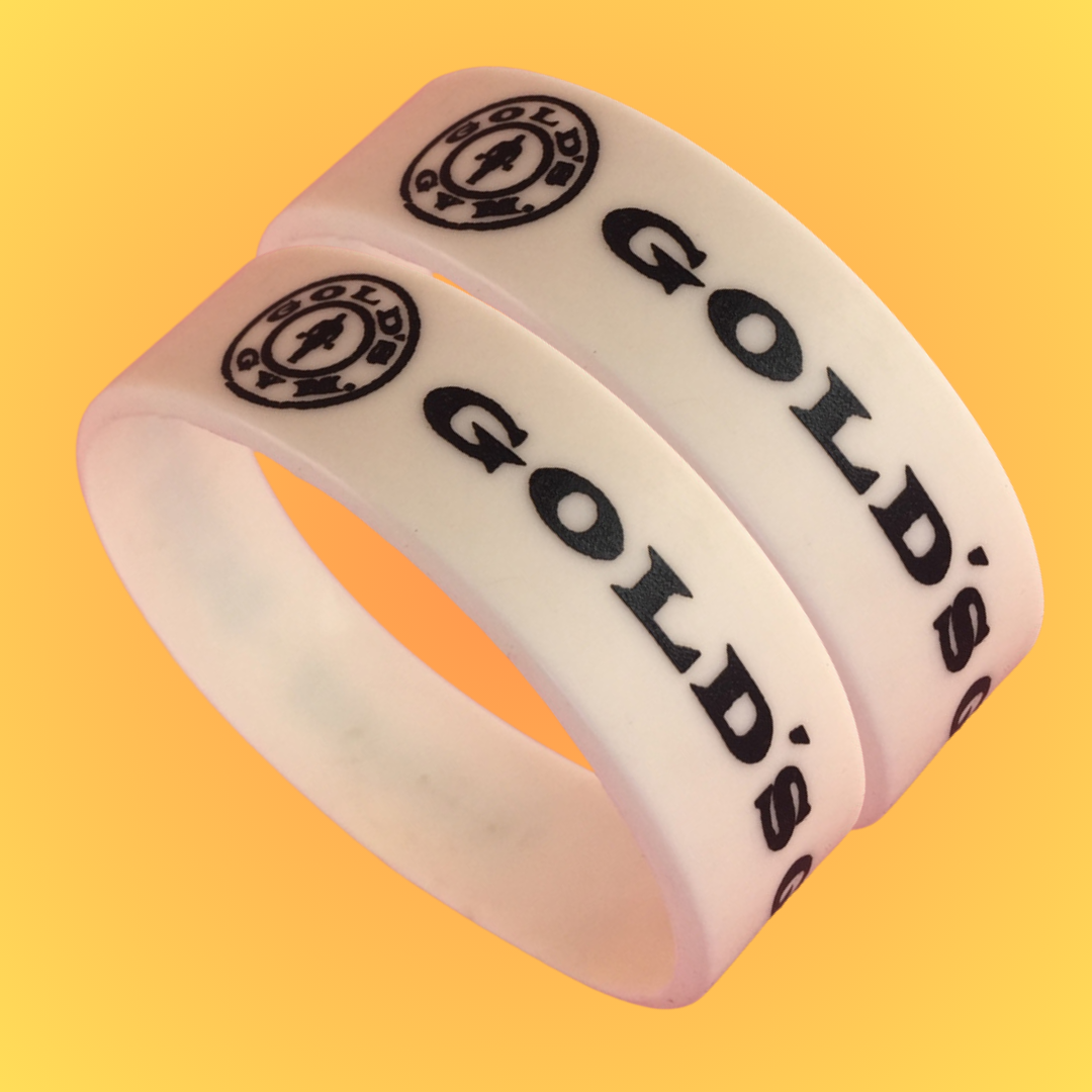 18mm Size - White Solid Colour - Custom Printed Silicone Wristbands