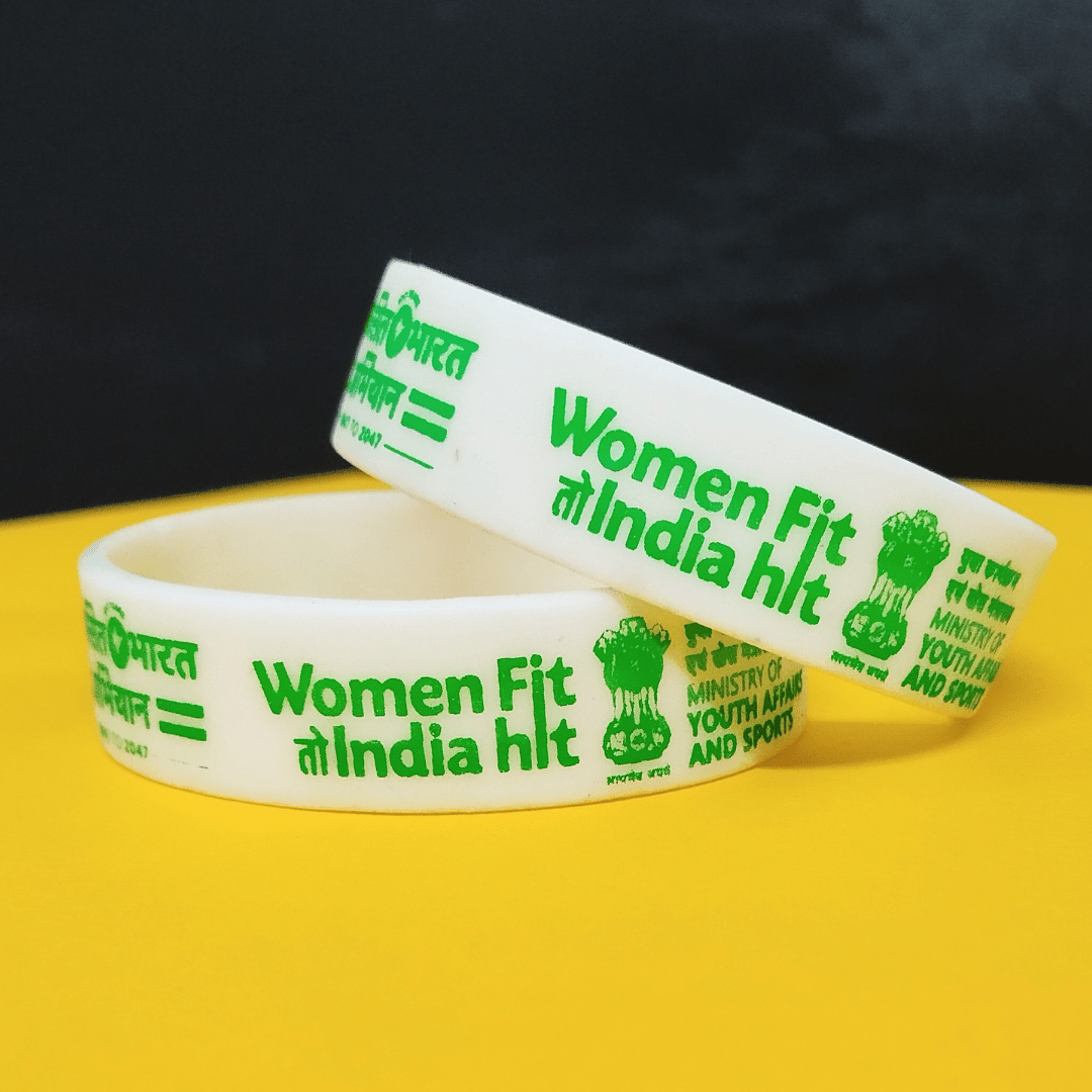 18mm Size - White Solid Colour - Custom Printed Silicone Wristbands