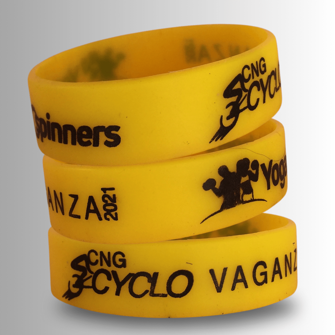 18mm Size - Yellow Solid Colour - Custom Printed Silicone Wristbands