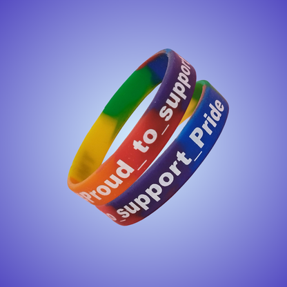 Pride Rainbow Colours - Segmented - Custom Printed Silicone Wristbands - 12mm size