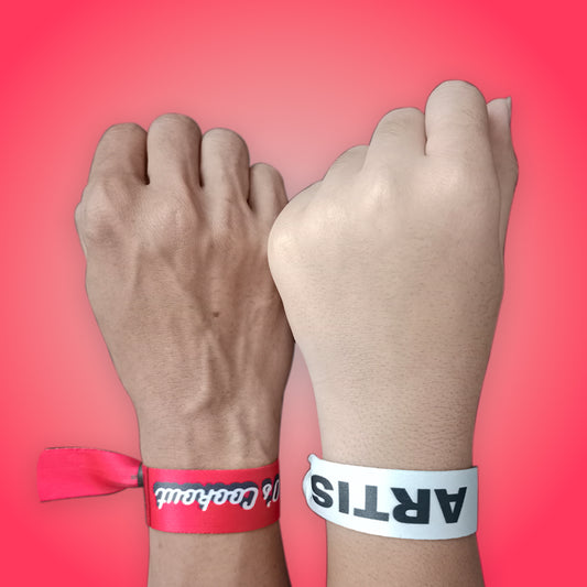 satin wristbands with full-color design & plastic lock for concerts and festivals