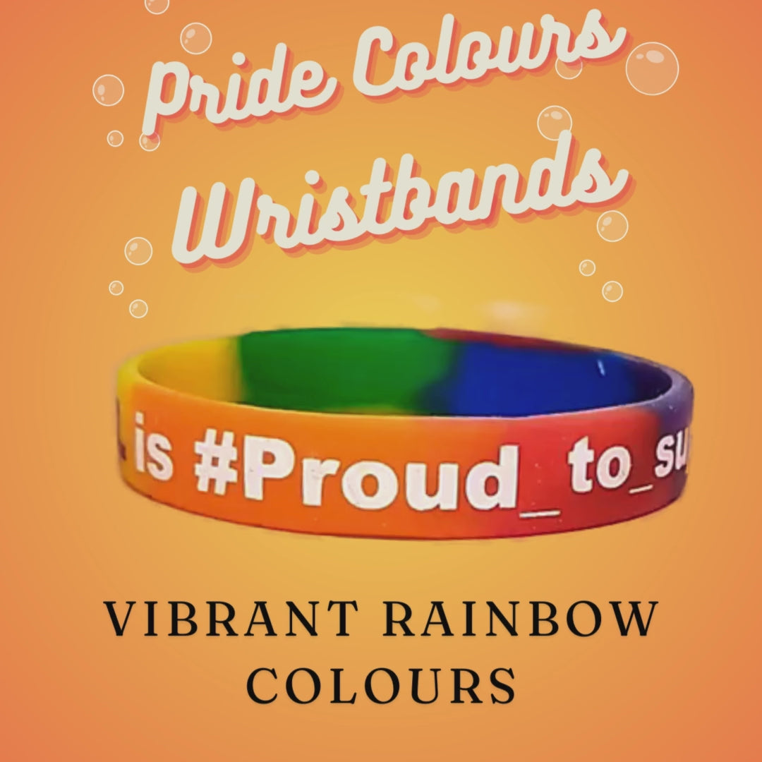 Load video: Pride Colours Custom Printed Silicone Wristbands